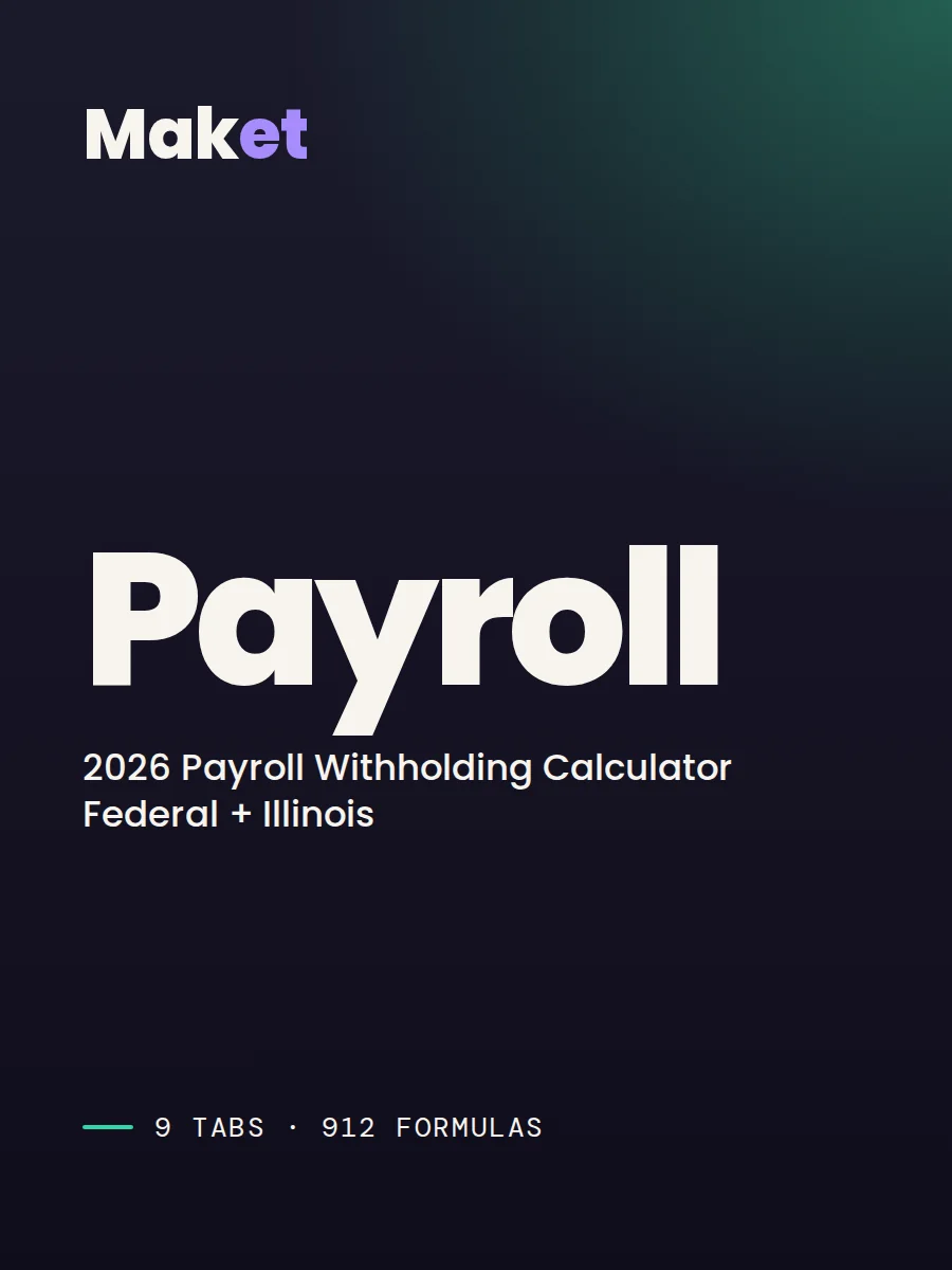 Cover of 2026 Payroll Withholding Calculator for Excel, spreadsheet