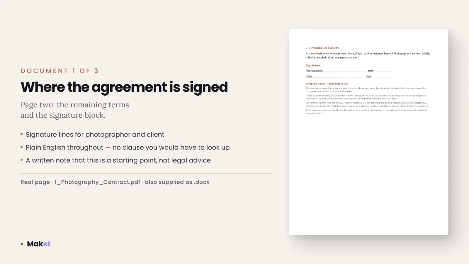 Preview 3 of 6 of Photography Contract, Model Release and Client Questionnaire