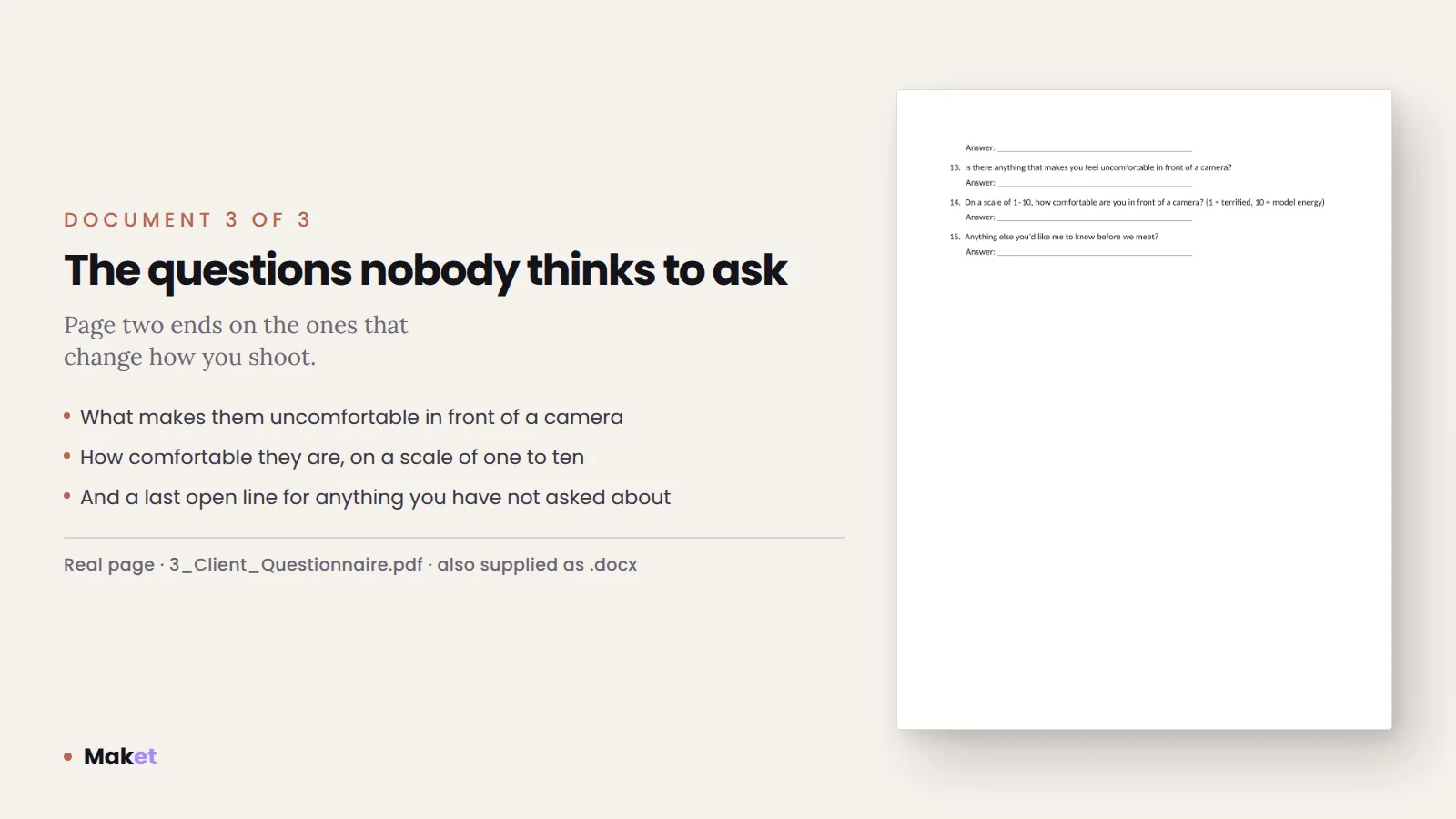 Preview 6 of 6 of Photography Contract, Model Release and Client Questionnaire