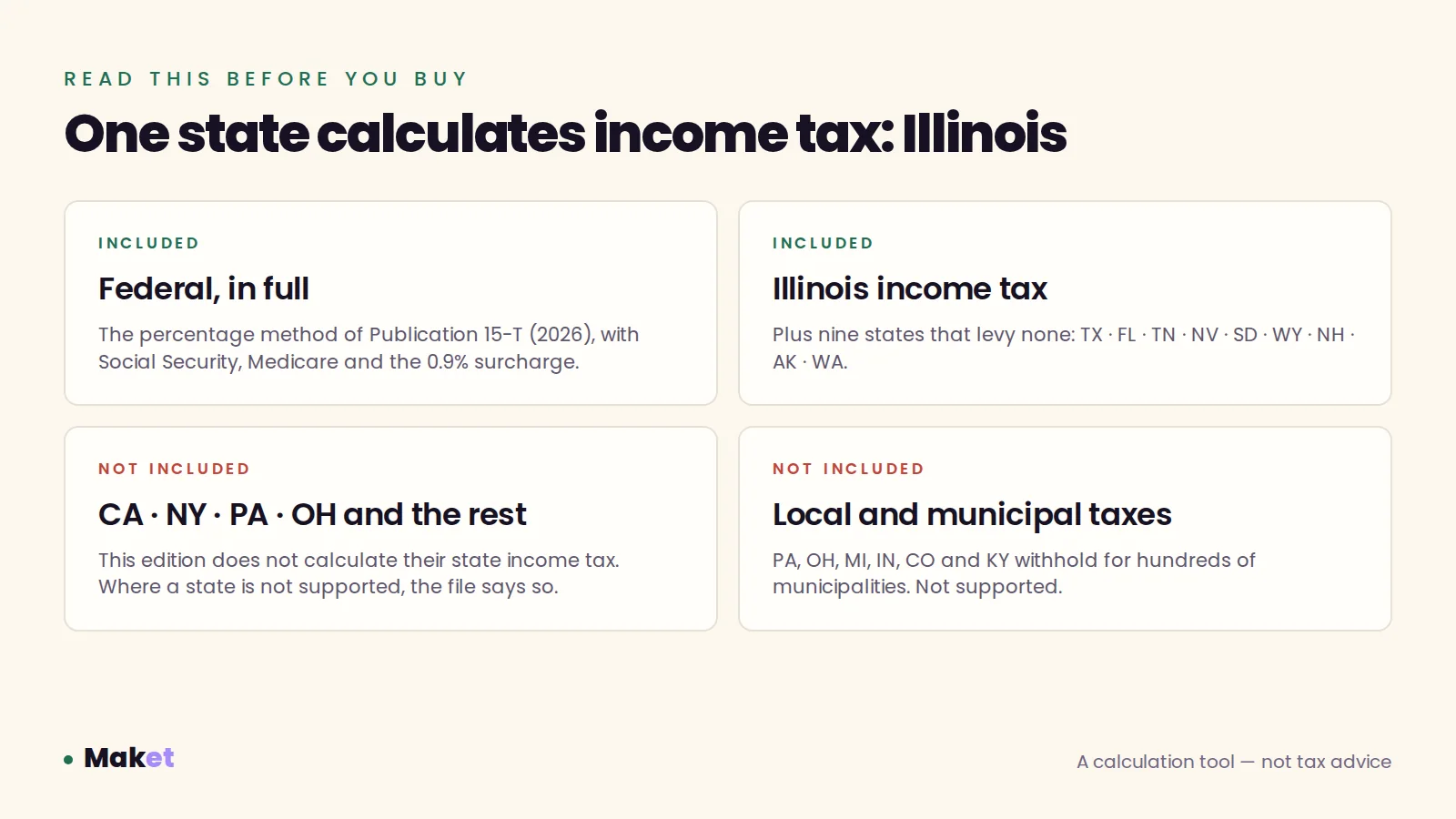 Preview 3 of 6 of 2026 Payroll Withholding Calculator for Excel