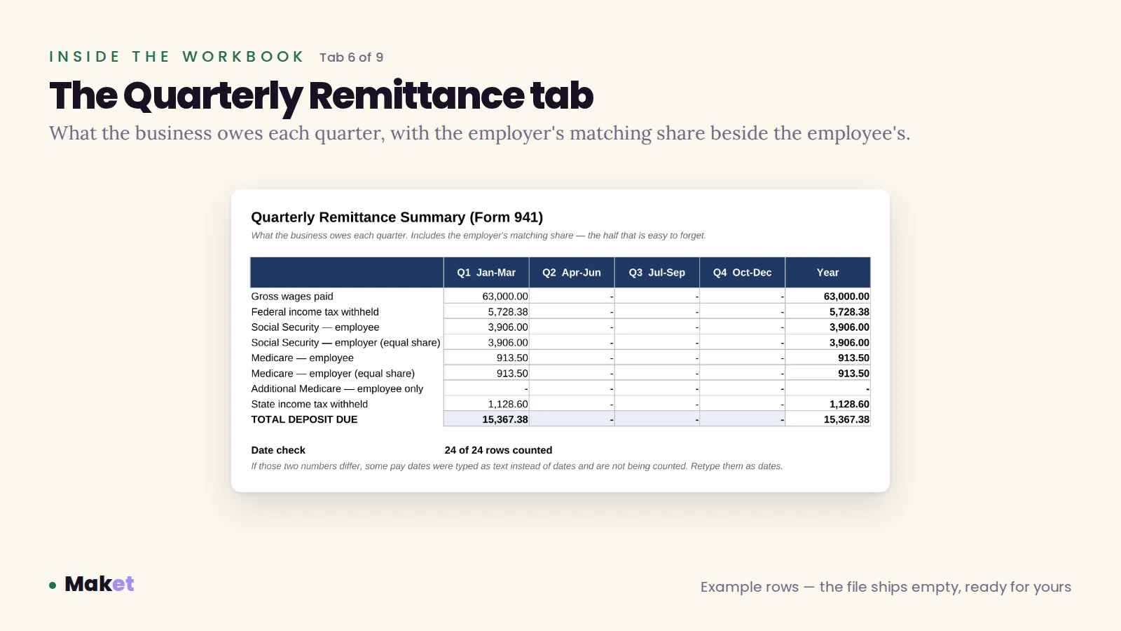 Preview 5 of 6 of 2026 Payroll Withholding Calculator for Excel